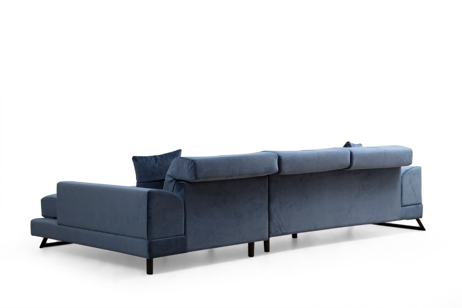 Ecksofa mit Chaiselongue Rechts, 3-Sitzer, aus Stoff, Frido Blau (6)