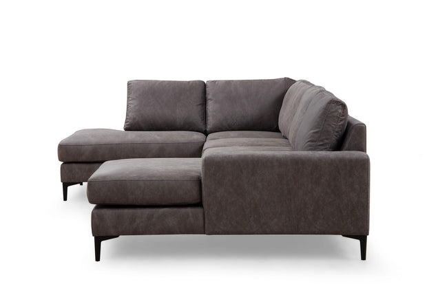 Ecksofa mit Chaiselongue Links, 4-Sitzer, aus Stoff, Porto Anthrazit (4)