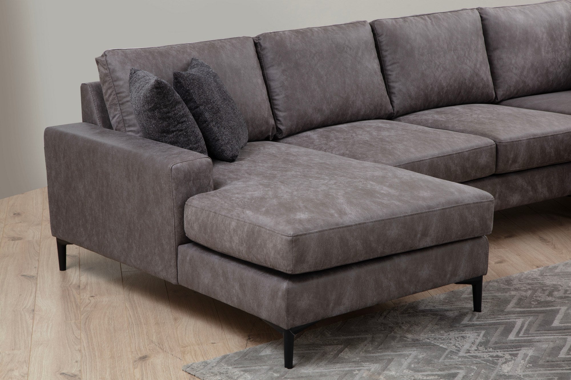 Ecksofa mit Chaiselongue Rechts, 4-Sitzer, aus Stoff, Porto Anthrazit (2)