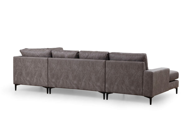 Ecksofa mit Chaiselongue Rechts, 4-Sitzer, aus Stoff, Porto Anthrazit (4)