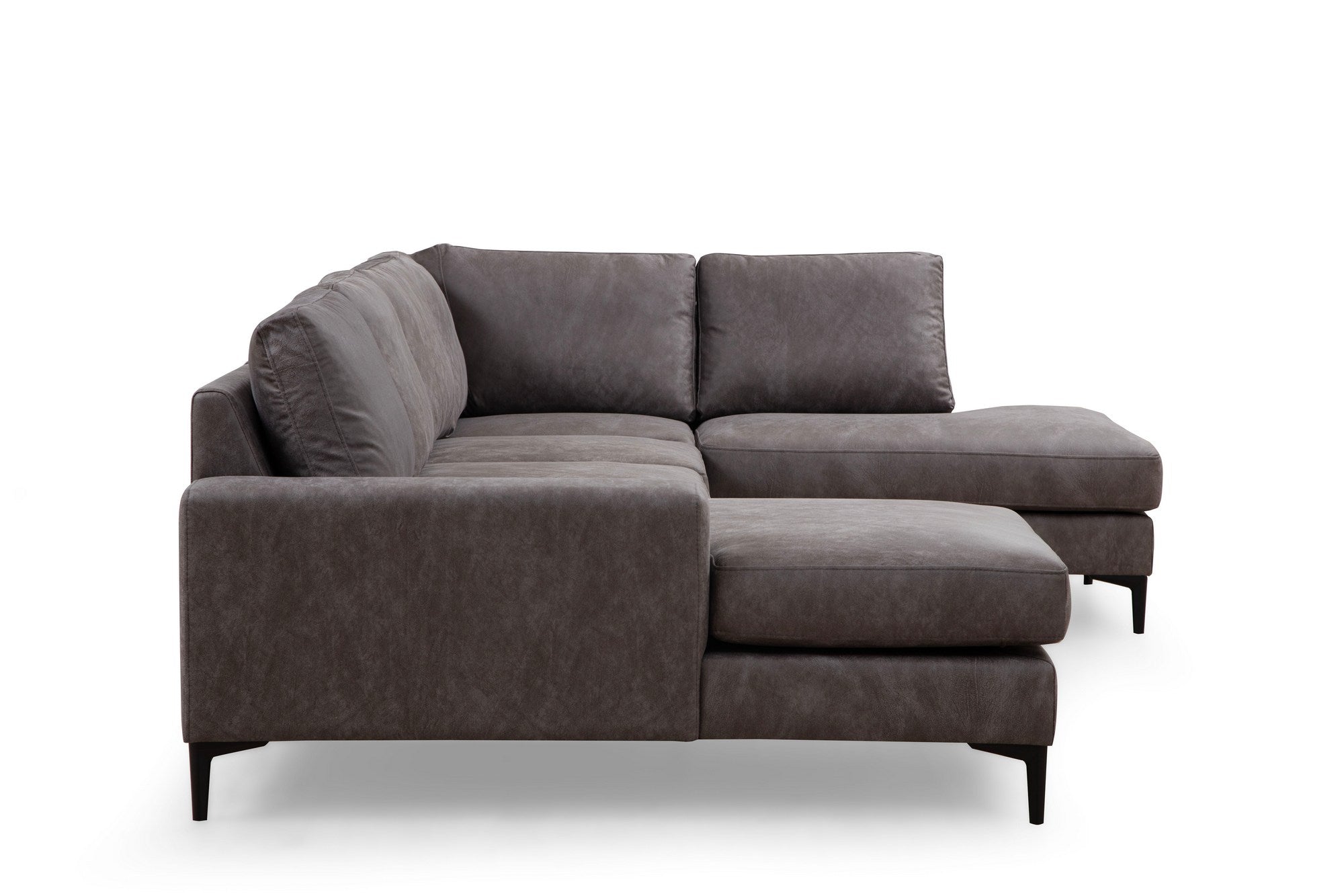 Ecksofa mit Chaiselongue Rechts, 4-Sitzer, aus Stoff, Porto Anthrazit (5)