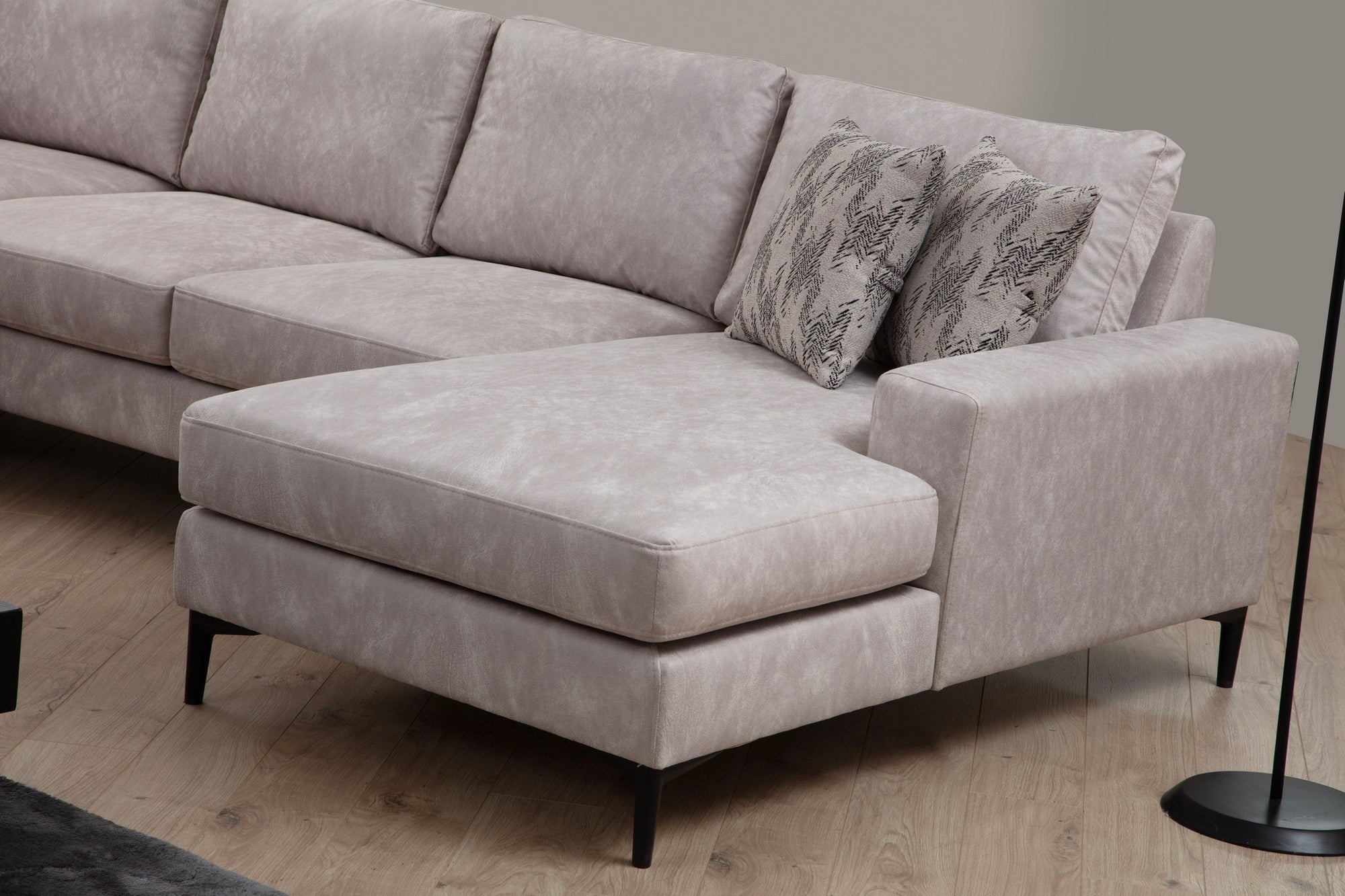 Ecksofa mit Chaiselongue Links, 4-Sitzer, aus Stoff, Porto Beige (1)