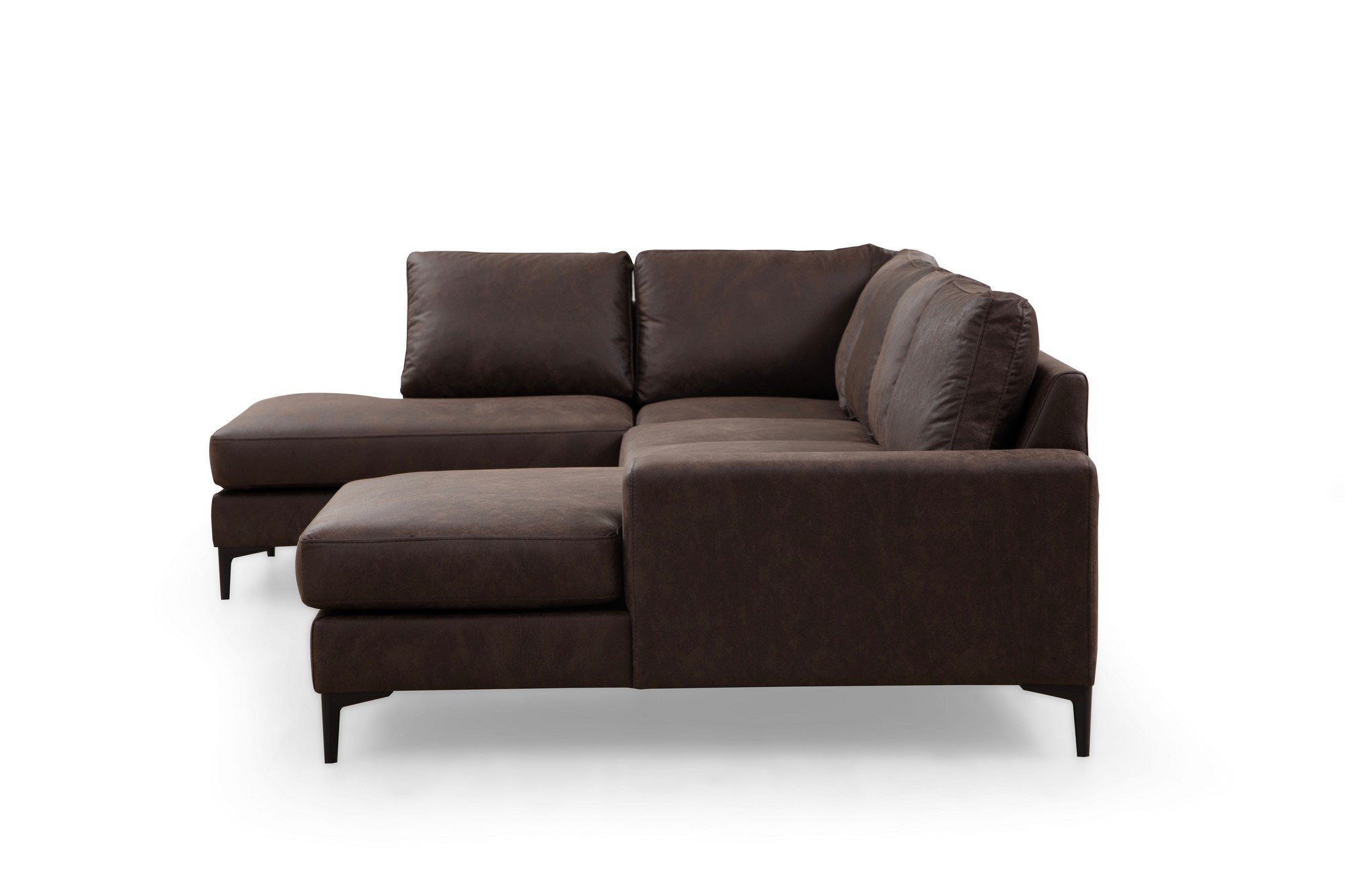 Ecksofa mit Chaiselongue Links, 4-Sitzer, aus Stoff, Porto Braun (5)