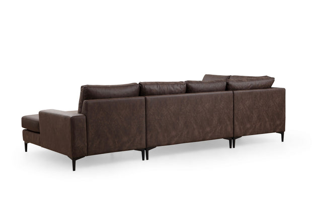 Ecksofa mit Chaiselongue Rechts, 4-Sitzer, aus Stoff, Porto Braun (6)