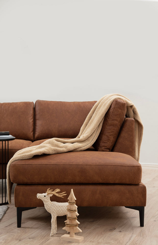 Ecksofa mit Chaiselongue Rechts, 4-Sitzer, aus Stoff, Porto Rost (2)