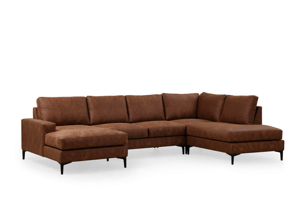 Ecksofa mit Chaiselongue Rechts, 4-Sitzer, aus Stoff, Porto Rost (4)