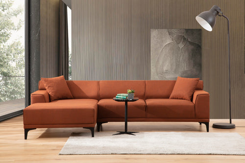 Ecksofa mit Chaiselongue Links, 3-Sitzer, aus Stoff, Petra Orange