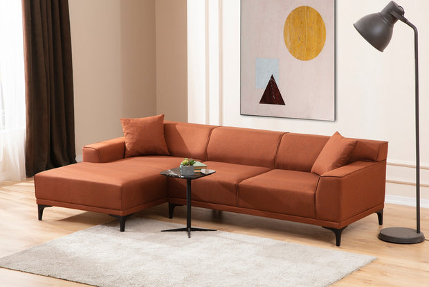 Ecksofa mit Chaiselongue Links, 3-Sitzer, aus Stoff, Petra Orange (2)