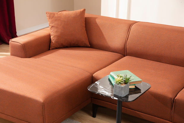 Ecksofa mit Chaiselongue Links, 3-Sitzer, aus Stoff, Petra Orange (3)