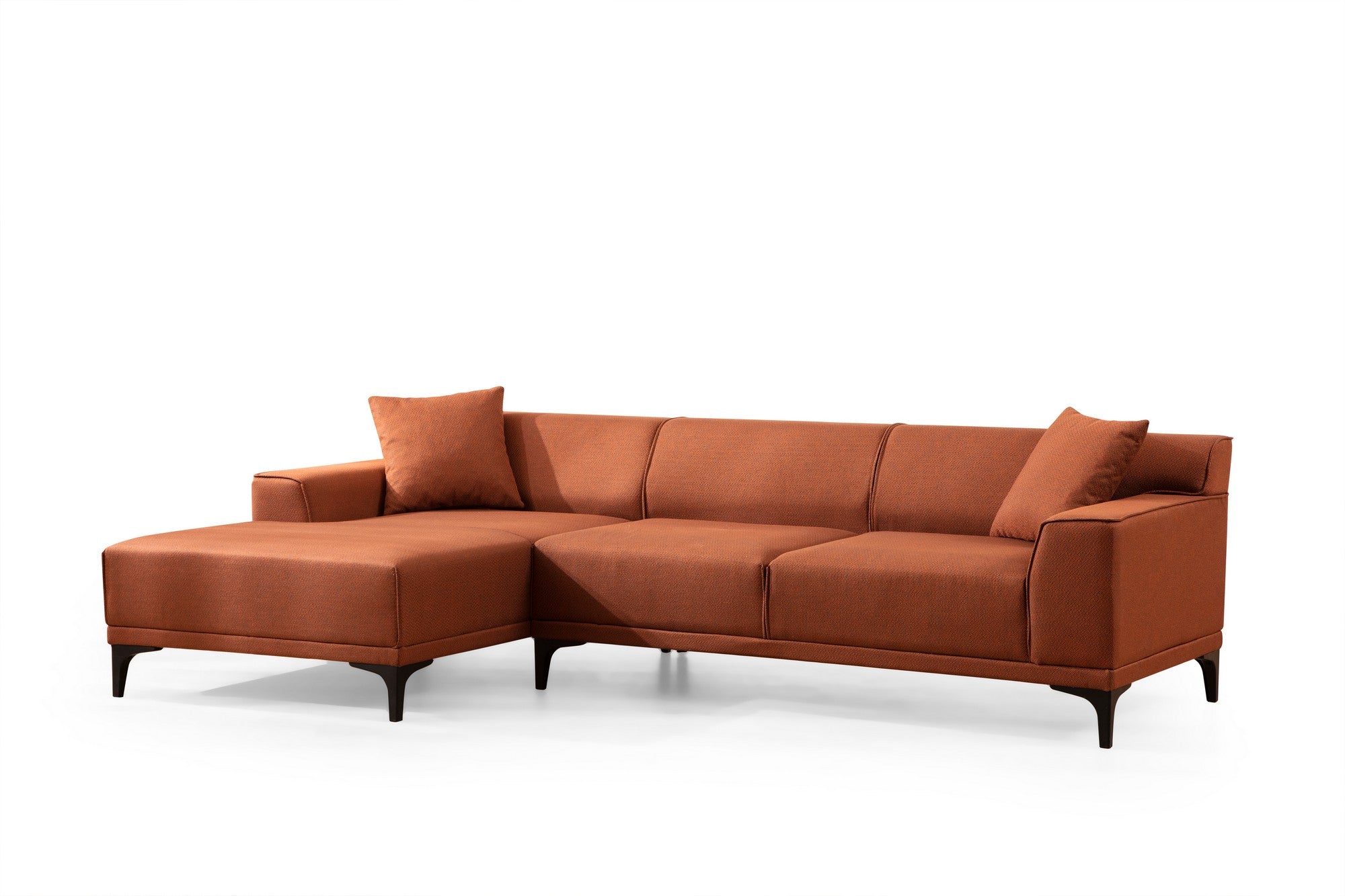 Ecksofa mit Chaiselongue Links, 3-Sitzer, aus Stoff, Petra Orange (4)