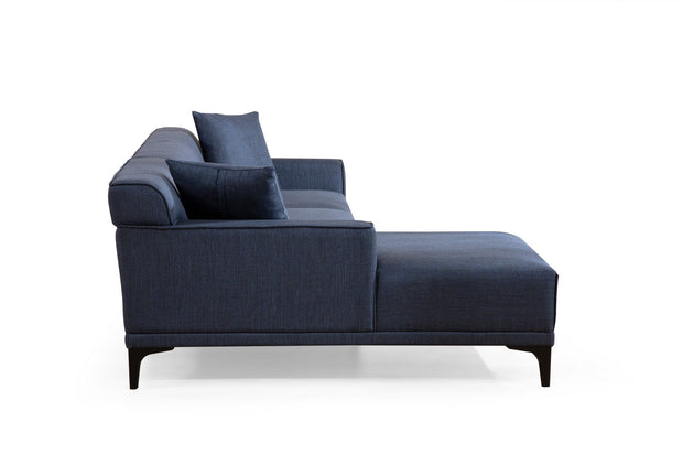 Ecksofa mit Chaiselongue Links, 3-Sitzer, aus Stoff, Petra Blau (6)