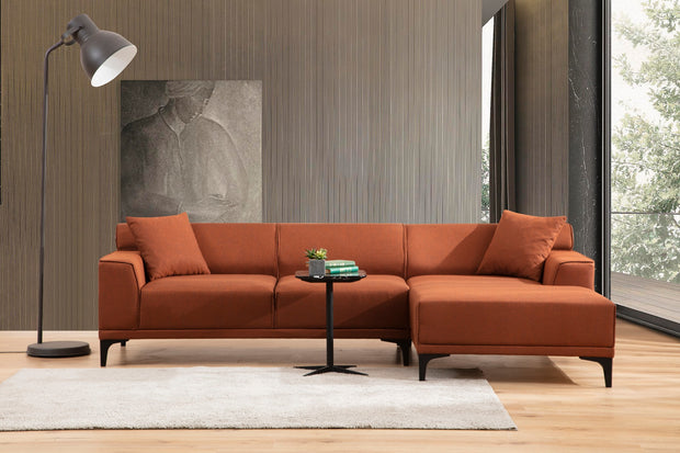 Ecksofa mit Chaiselongue Rechts, 3-Sitzer, aus Stoff, Petra Orange