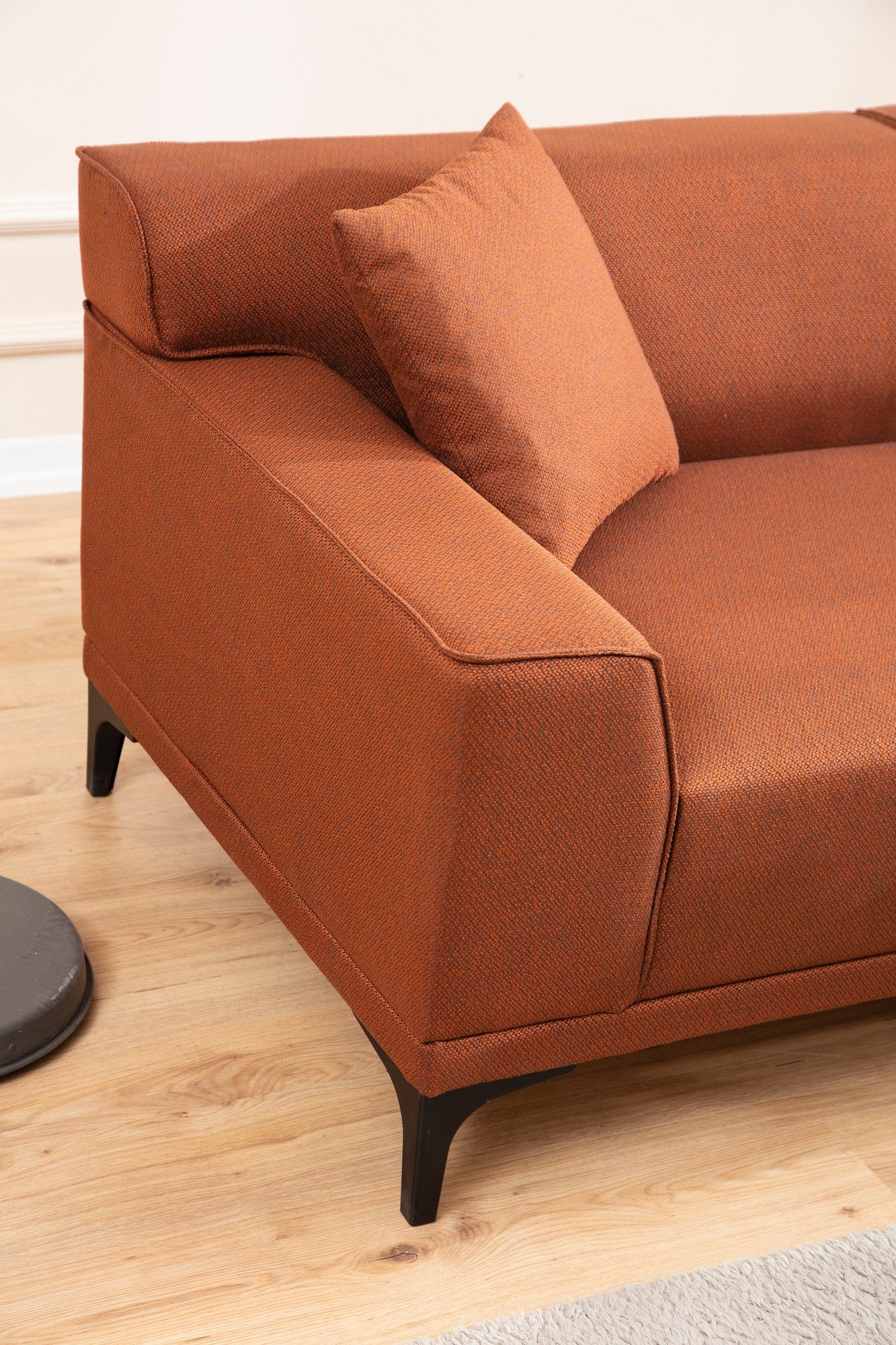 Ecksofa mit Chaiselongue Rechts, 3-Sitzer, aus Stoff, Petra Orange (4)