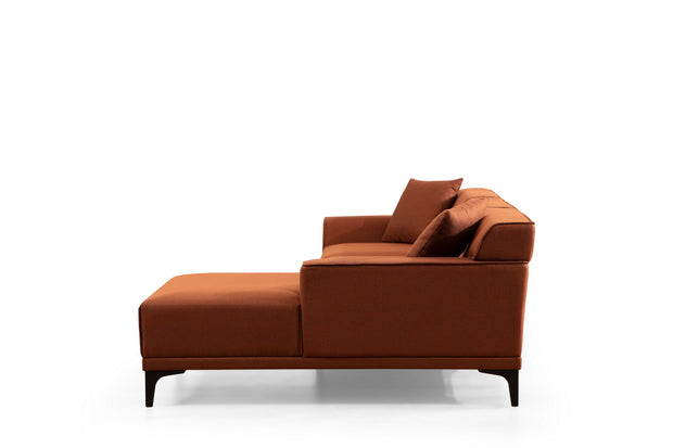 Ecksofa mit Chaiselongue Rechts, 3-Sitzer, aus Stoff, Petra Orange (6)