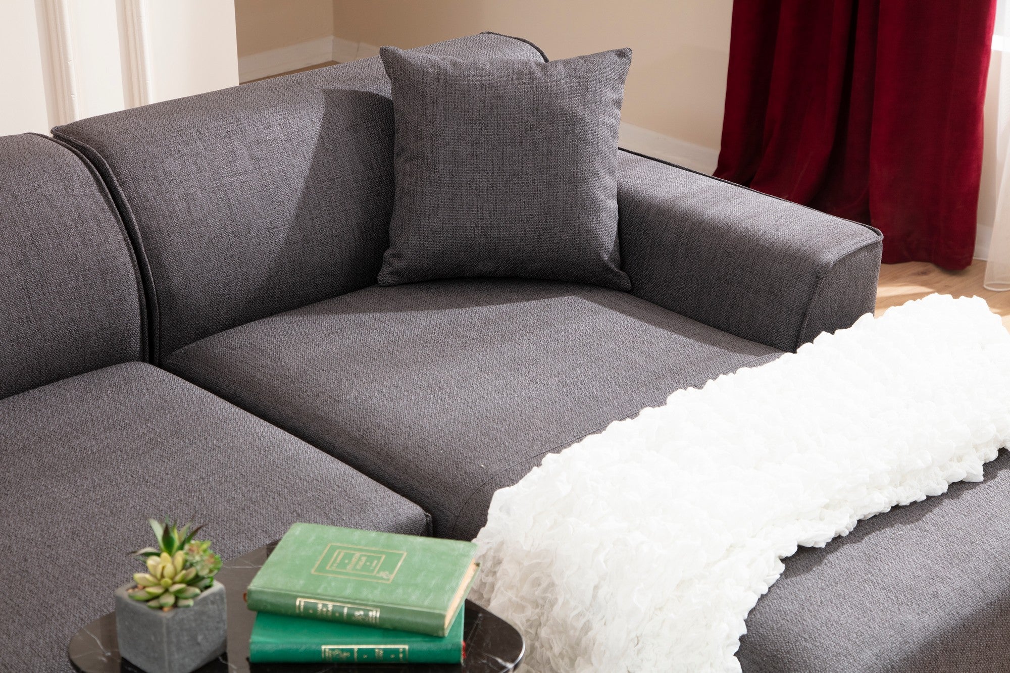 Ecksofa mit Chaiselongue Rechts, 3-Sitzer, aus Stoff, Petra Anthrazit (1)