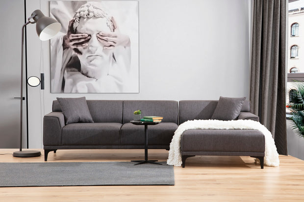 Ecksofa mit Chaiselongue Rechts, 3-Sitzer, aus Stoff, Petra Anthrazit (2)