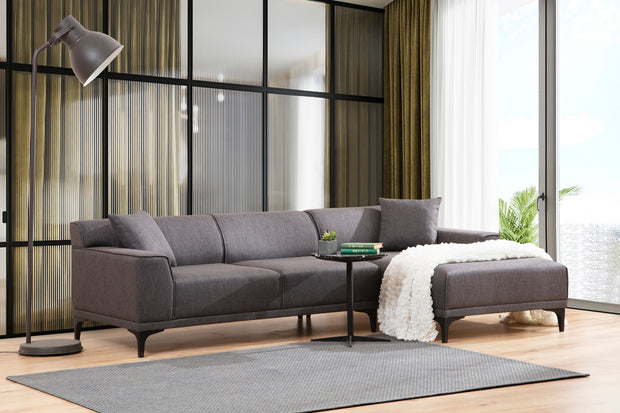 Ecksofa mit Chaiselongue Rechts, 3-Sitzer, aus Stoff, Petra Anthrazit (3)