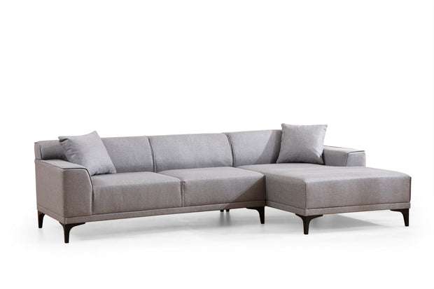 Ecksofa mit Chaiselongue Rechts, 3-Sitzer, aus Stoff, Petra Grau (6)