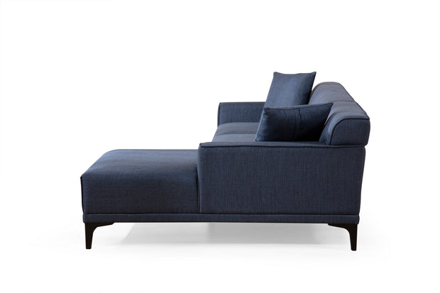 Ecksofa mit Chaiselongue Rechts, 3-Sitzer, aus Stoff, Petra Blau (6)