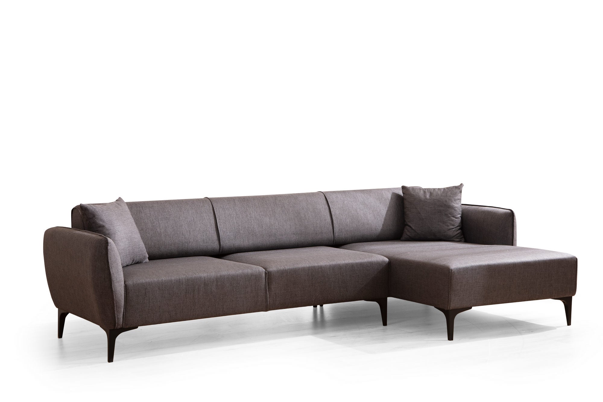 Ecksofa mit Chaiselongue Rechts, 3-Sitzer, aus Stoff, Belissimo Grau (4)