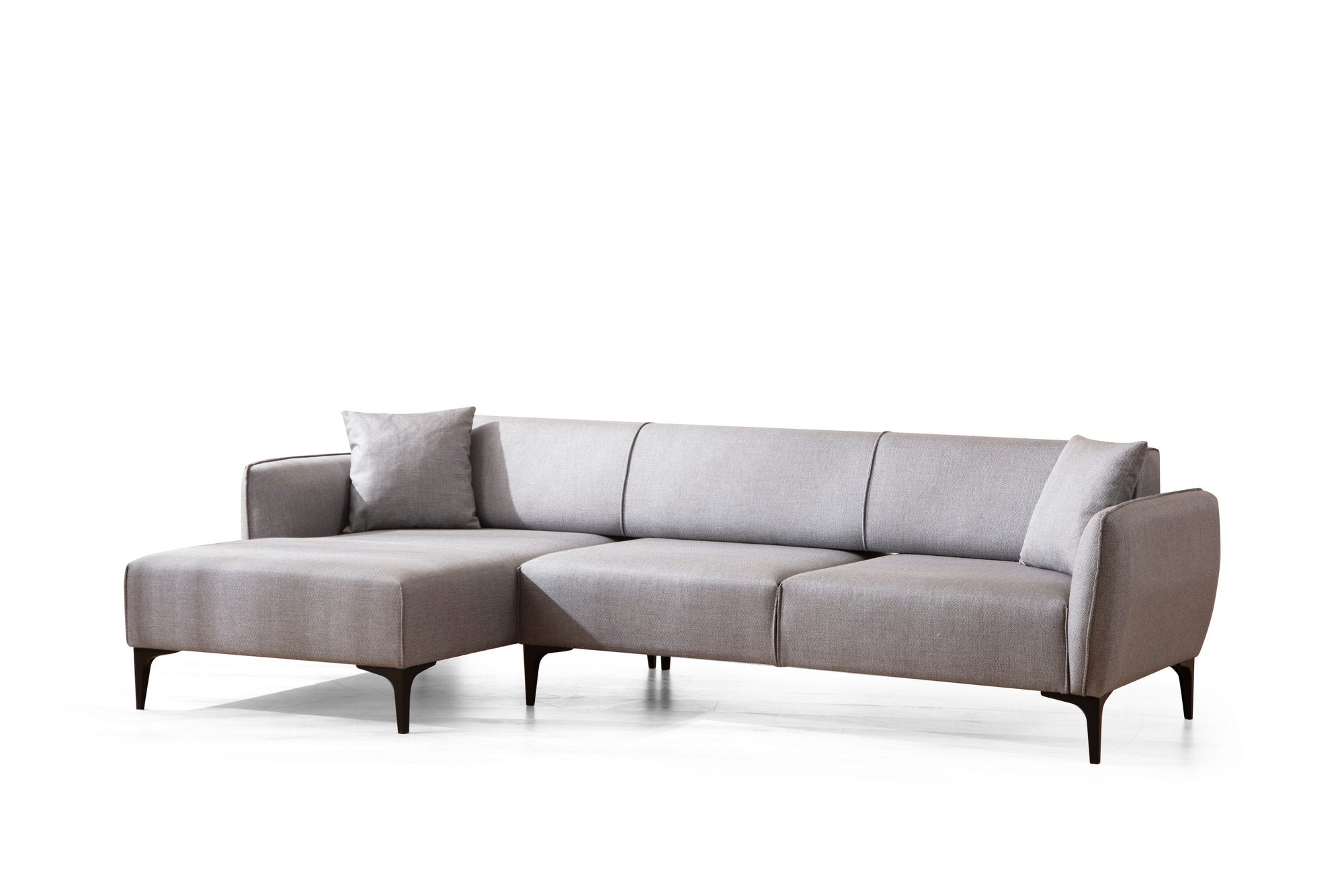 Ecksofa mit Chaiselongue Links, 3-Sitzer, aus Stoff, Belissimo Grau (4)