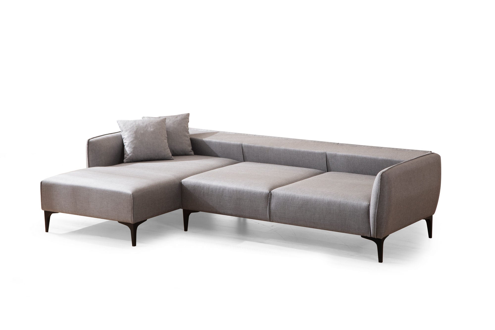 Ecksofa mit Chaiselongue Links, 3-Sitzer, aus Stoff, Belissimo Grau (5)