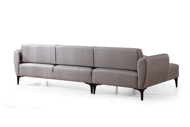 Ecksofa mit Chaiselongue Links, 3-Sitzer, aus Stoff, Belissimo Grau (6)