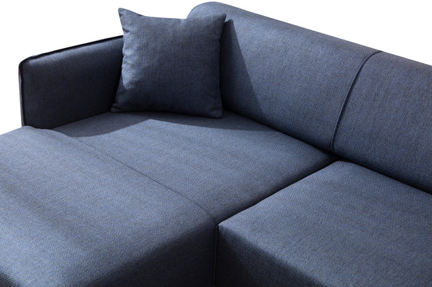 Ecksofa mit Chaiselongue Links, 3-Sitzer, aus Stoff, Belissimo Blau (3)