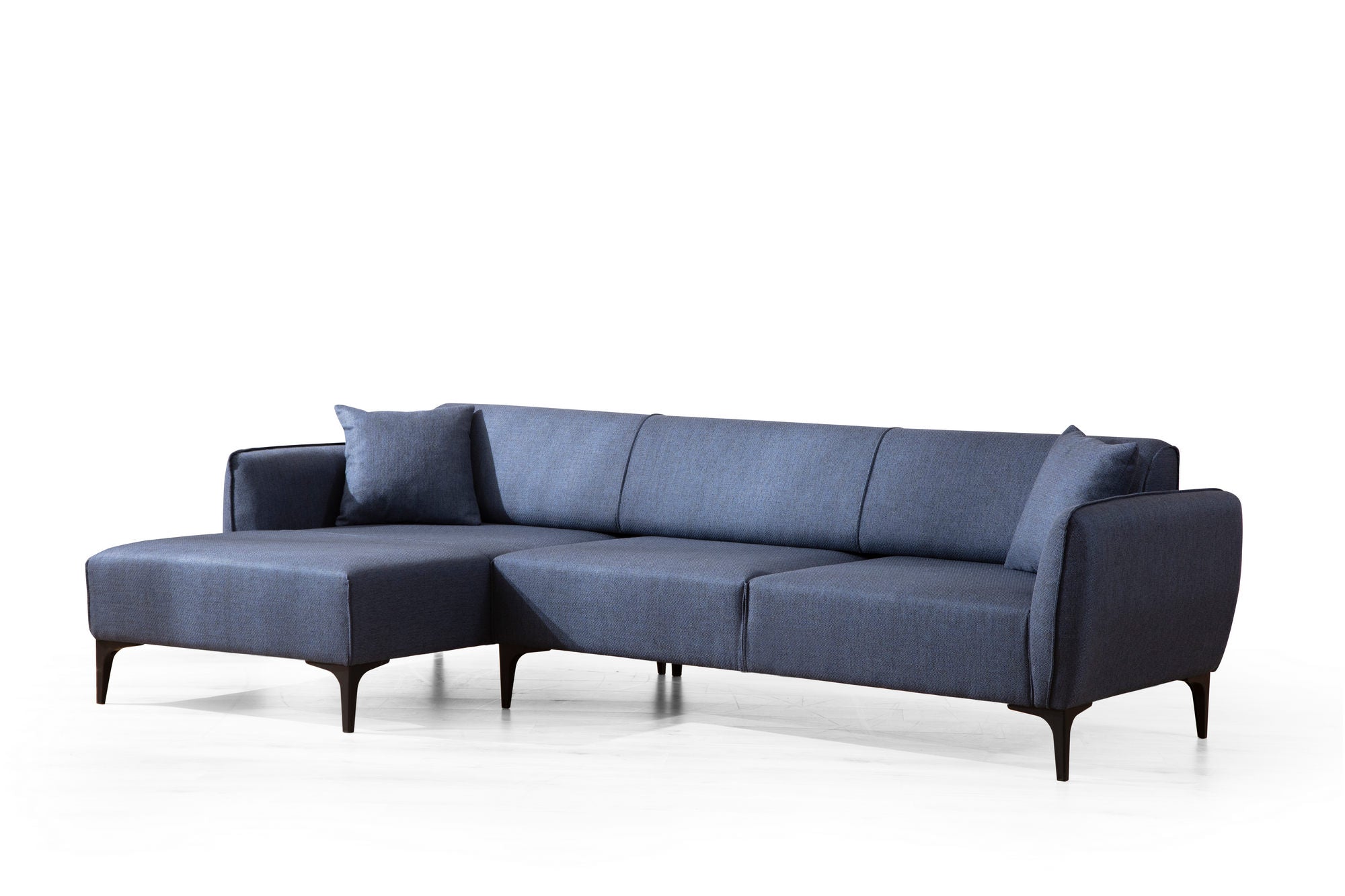 Ecksofa mit Chaiselongue Links, 3-Sitzer, aus Stoff, Belissimo Blau (4)