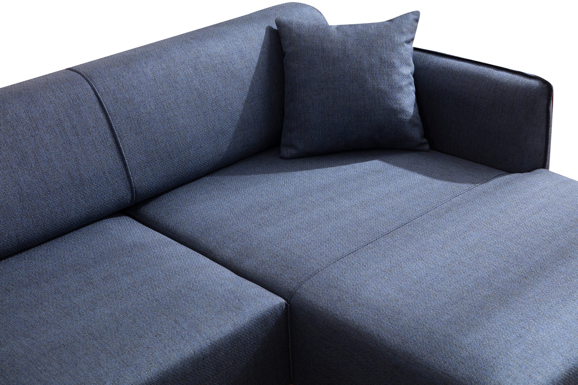 Ecksofa mit Chaiselongue Rechts, 3-Sitzer, aus Stoff, Belissimo Blau (3)