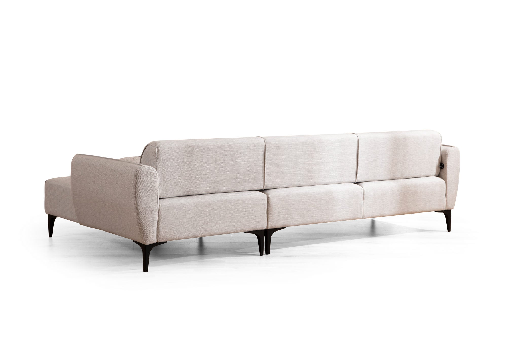 Ecksofa mit Chaiselongue Rechts, 3-Sitzer, aus Stoff, Belissimo Weiß (6)