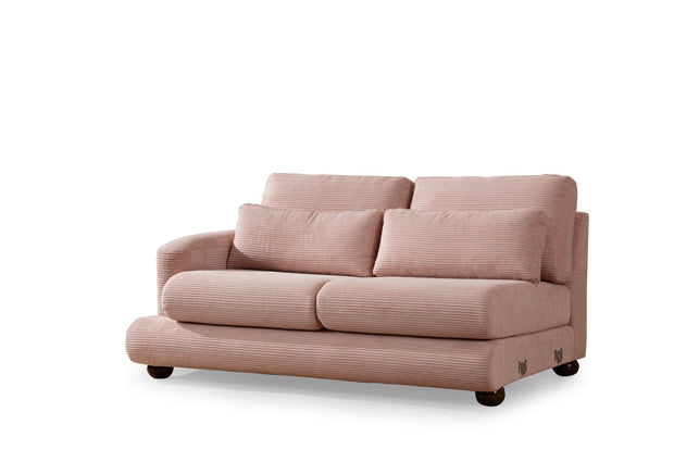 Ecksofa mit Chaiselongue Rechts, 3-Sitzer, aus Stoff, River Rosa (5)