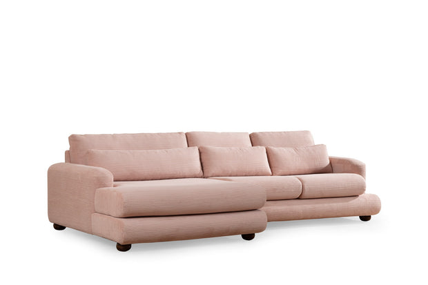 Ecksofa mit Chaiselongue Links, 3-Sitzer, aus Stoff, River Rosa (4)