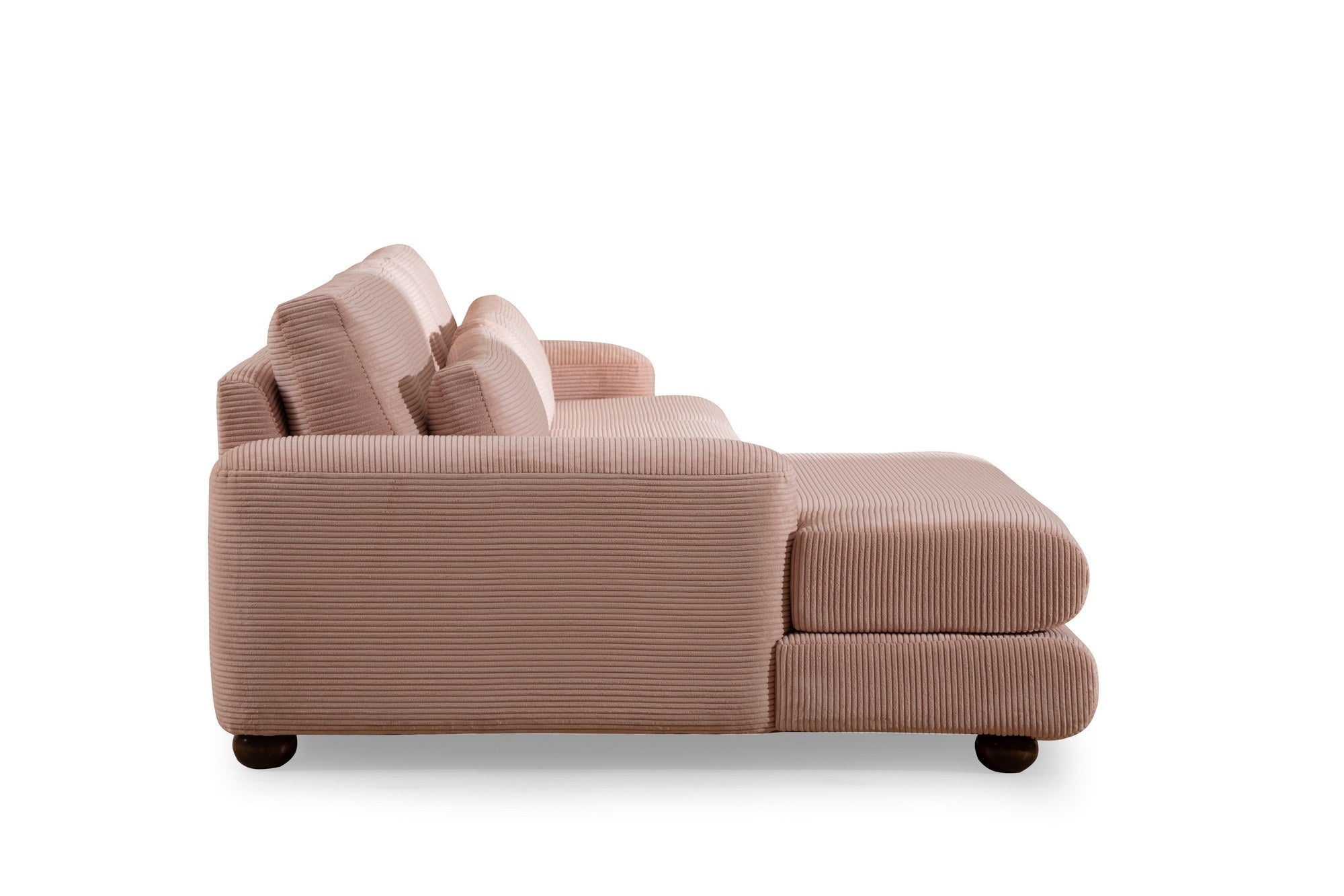 Ecksofa mit Chaiselongue Links, 3-Sitzer, aus Stoff, River Rosa (5)