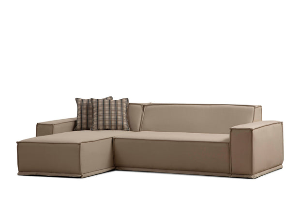 Ecksofa mit Chaiselongue Links, 3-Sitzer, aus Stoff, Lego Creme (4)