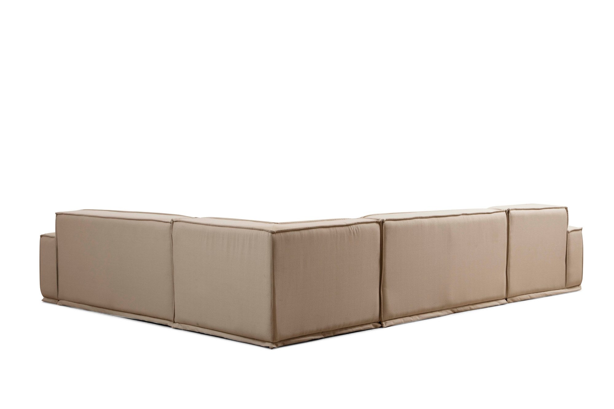 Ecksofa mit Chaiselongue Links, 5-Sitzer, aus Stoff, Lego Creme (6)