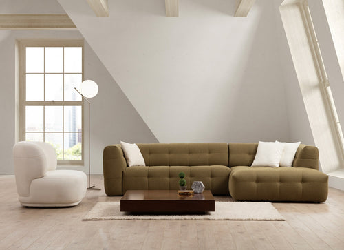 Ecksofa mit Chaiselongue Rechts, 3-Sitzer, aus Stoff, Cady 3 Grün (1)