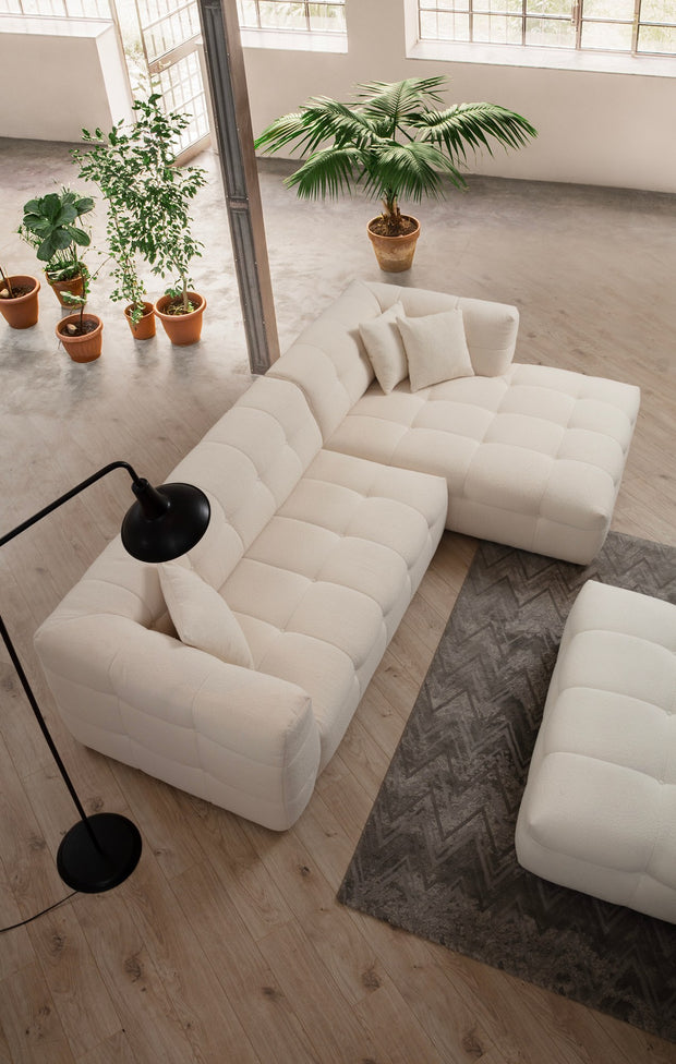 Ecksofa mit Chaiselongue Rechts, 3-Sitzer, aus Stoff, Cady 3 Beige (1)