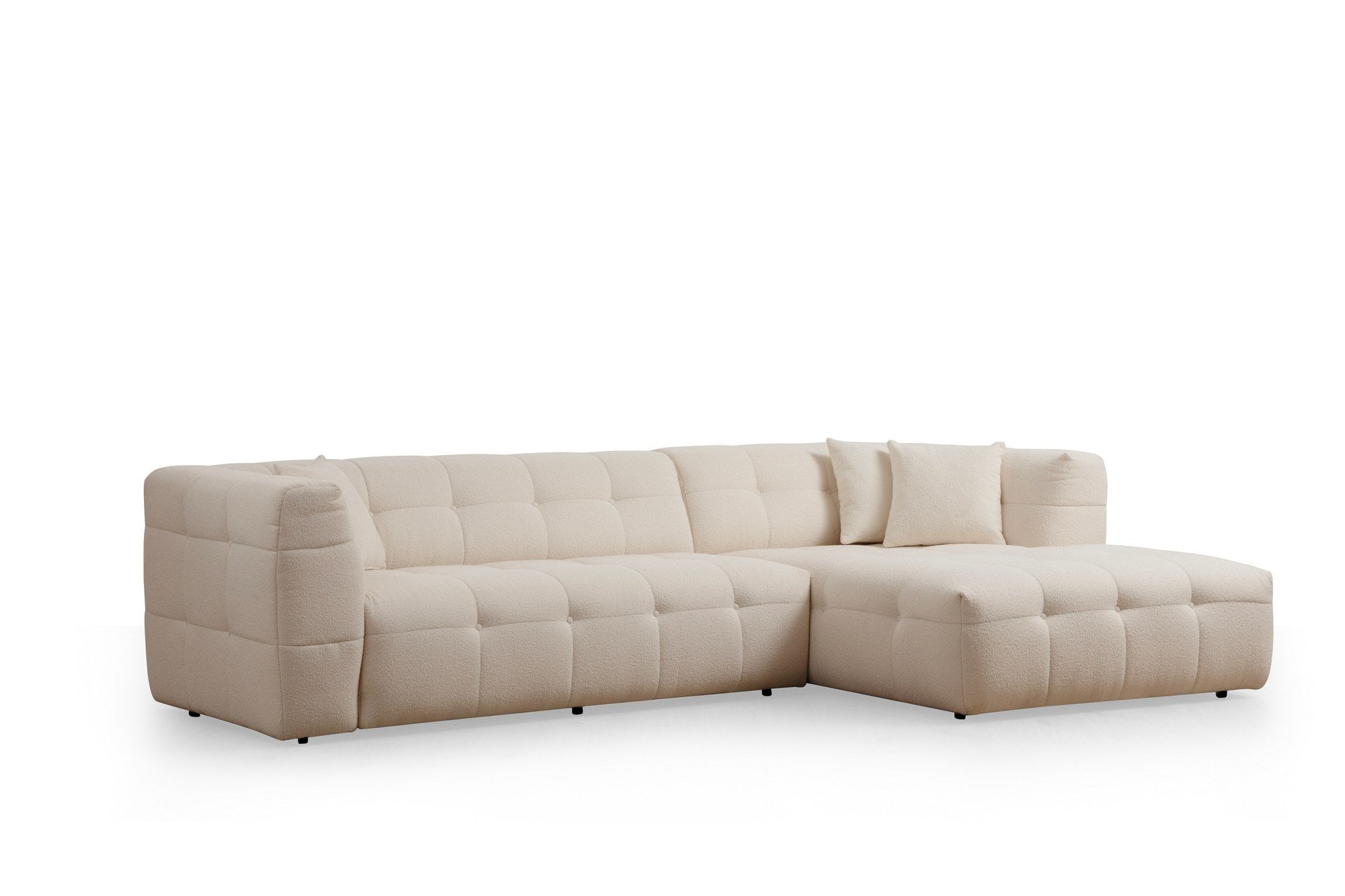 Ecksofa mit Chaiselongue Rechts, 3-Sitzer, aus Stoff, Cady 3 Beige (4)