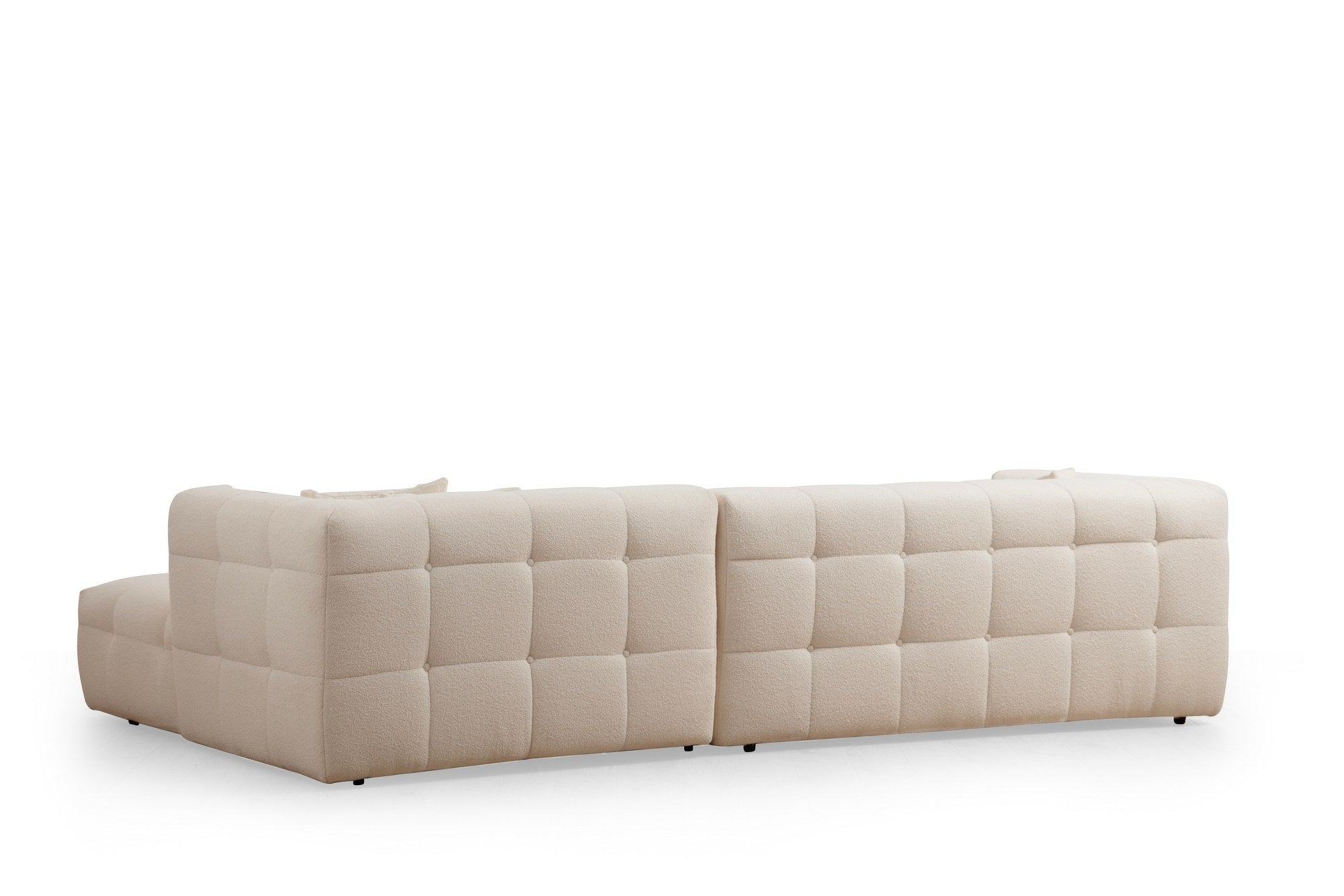 Ecksofa mit Chaiselongue Rechts, 3-Sitzer, aus Stoff, Cady 3 Beige (5)