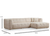 Ecksofa mit Chaiselongue Rechts, 3-Sitzer, aus Stoff, Cady 3 Beige (6)