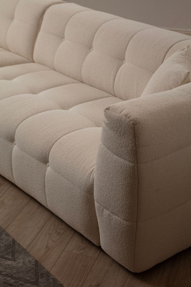 Ecksofa mit Chaiselongue Links, 3-Sitzer, aus Stoff, Cady 3 Beige (2)