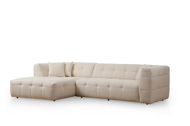 Ecksofa mit Chaiselongue Links, 3-Sitzer, aus Stoff, Cady 3 Beige (4)