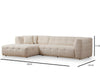 Ecksofa mit Chaiselongue Links, 3-Sitzer, aus Stoff, Cady 3 Beige (6)