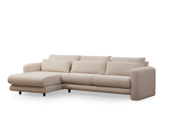 Ecksofa mit Chaiselongue Links, 3-Sitzer, aus Stoff, Lily Creme (4)