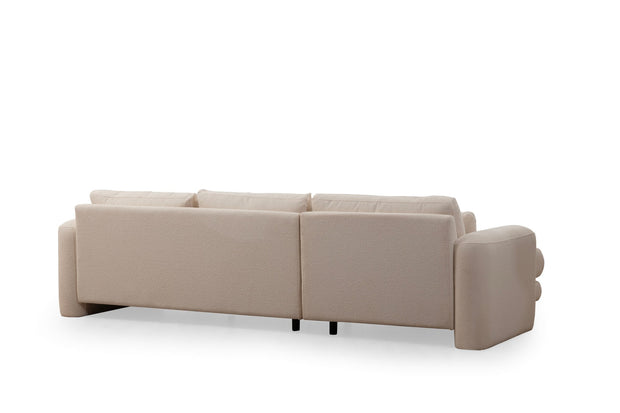 Ecksofa mit Chaiselongue Links, 3-Sitzer, aus Stoff, Lily Creme (5)