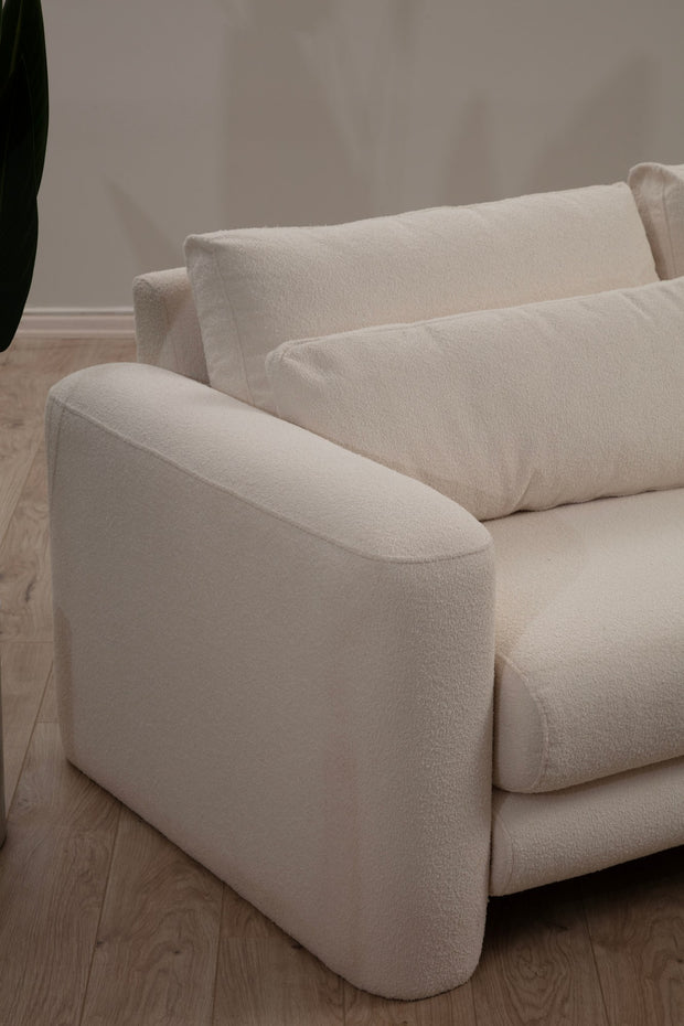 Ecksofa mit Chaiselongue Rechts, 3-Sitzer, aus Stoff, Lily Creme (2)