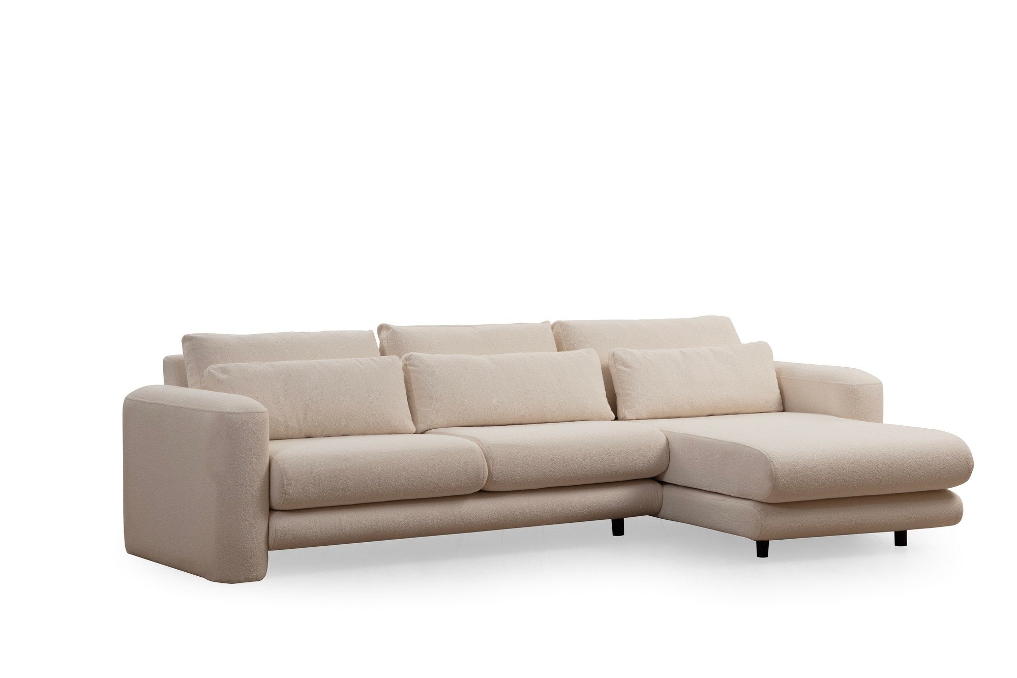 Ecksofa mit Chaiselongue Rechts, 3-Sitzer, aus Stoff, Lily Creme (4)