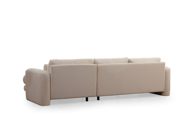 Ecksofa mit Chaiselongue Rechts, 3-Sitzer, aus Stoff, Lily Creme (5)