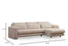 Ecksofa mit Chaiselongue Rechts, 3-Sitzer, aus Stoff, Lily Creme (6)